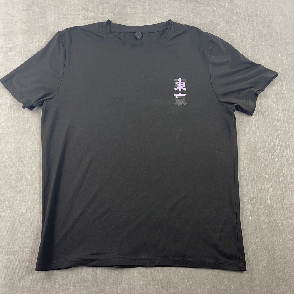 Tokyo Dragon Romwe Mens Large Black Graphic T-Shirt Streetwear Short Sleeve